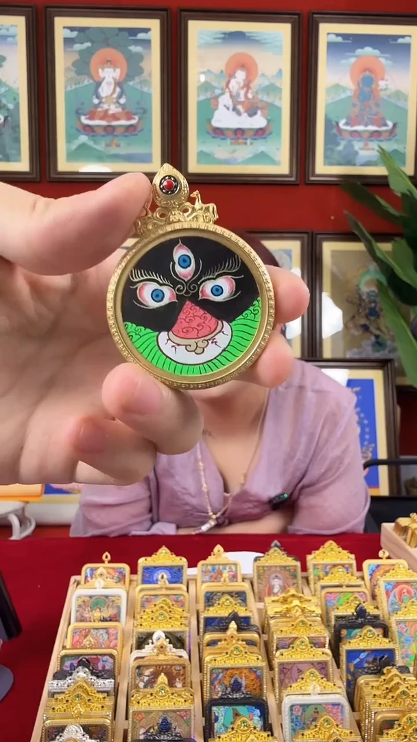 吊坠黑财神-热贡纯手绘唐卡 特