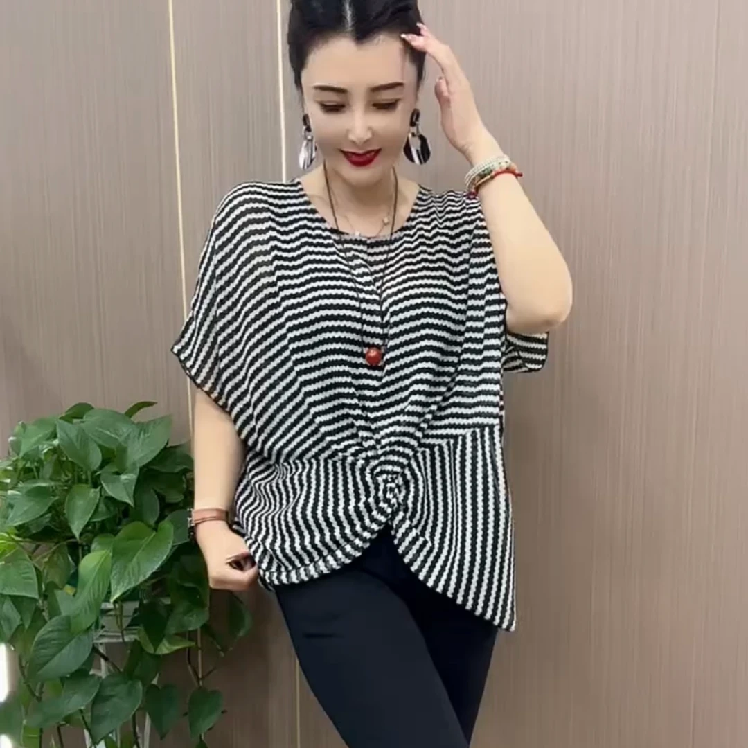 夏季新款气质遮肉蝙蝠款洋气短袖女款上衣