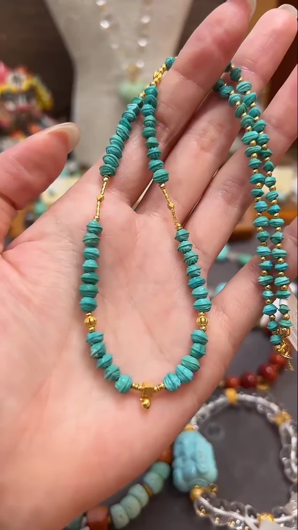 绿松石18K金镶嵌颈饰绿松石项链