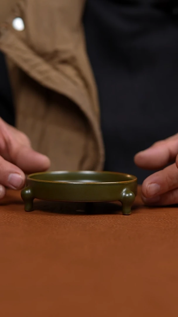 瓷片茶叶沫纯手工三足洗9口径左右
