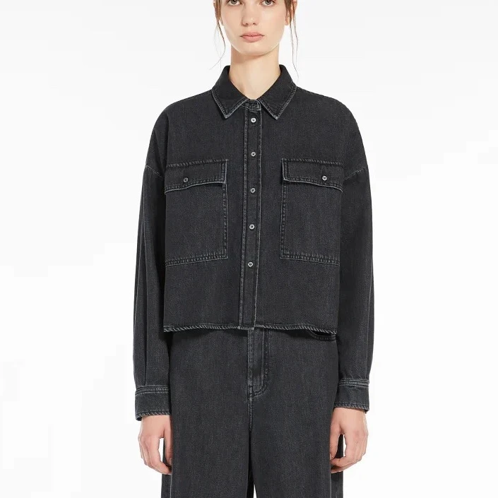 M家同款黑色牛仔服2025春季新款