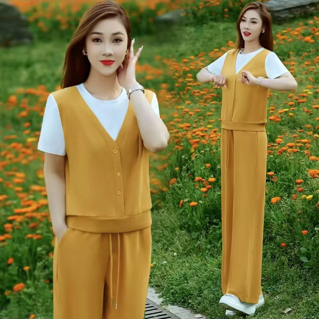 2505春夏新款休闲套装时尚女神范套春季网红质显瘦薄款修身