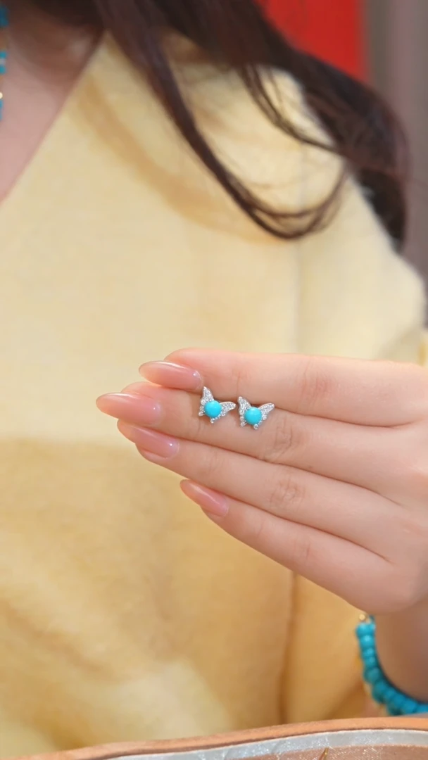 【闪购商品】绿松石耳饰未镶嵌多样性发@@W9913