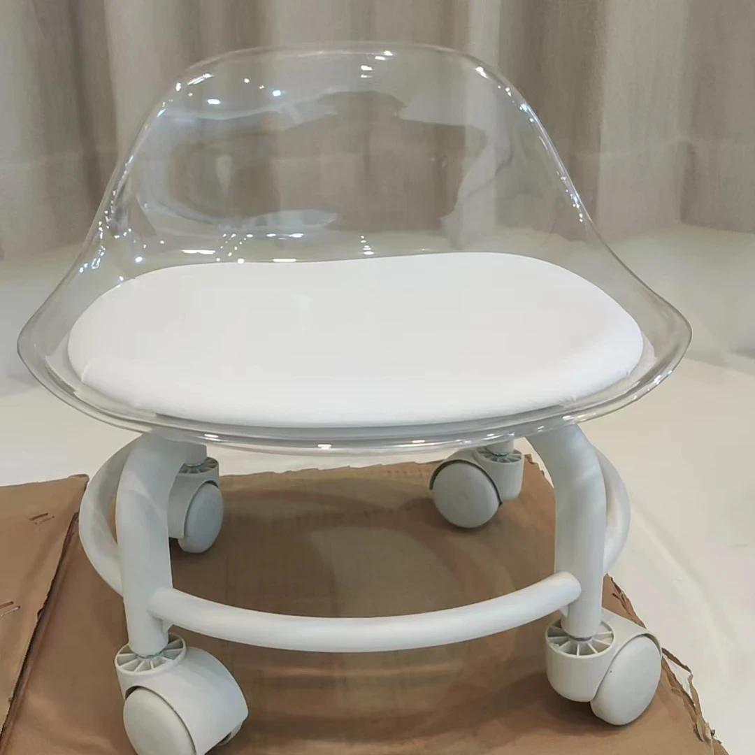 滑轮凳凳子白色家用简约桌椅旋转北欧随机发 货座椅