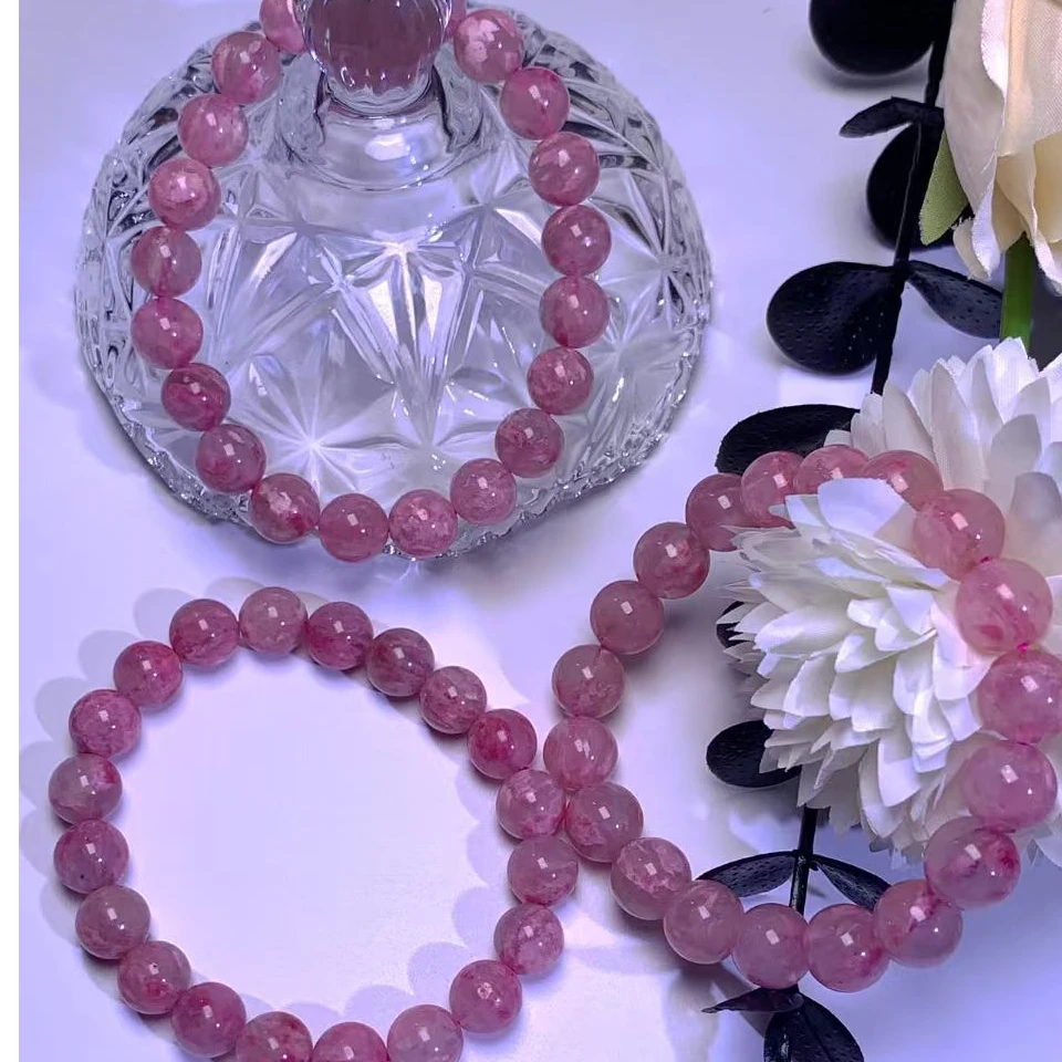天然蔷薇辉石樱花雨手串女士粉嫩