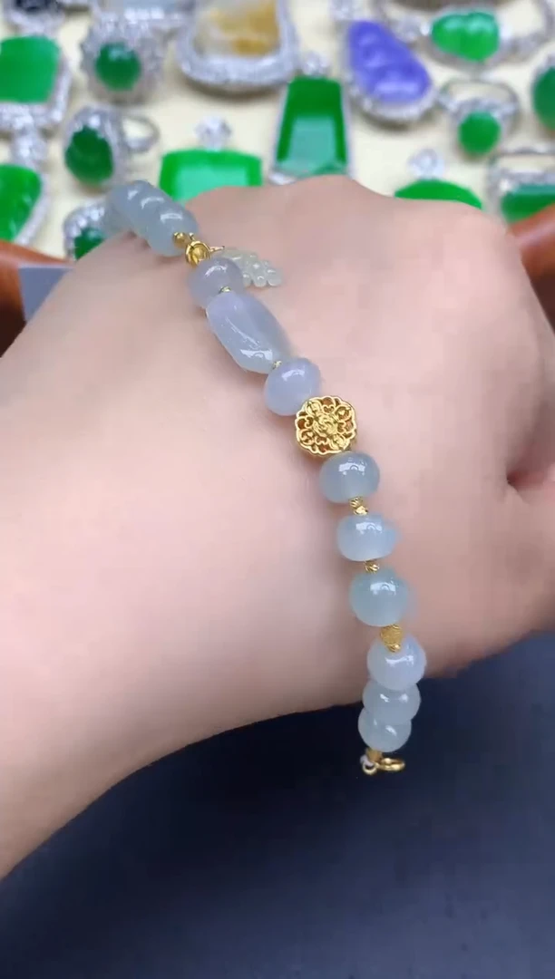 18K金镶嵌手链翡翠154-中国好珍宝