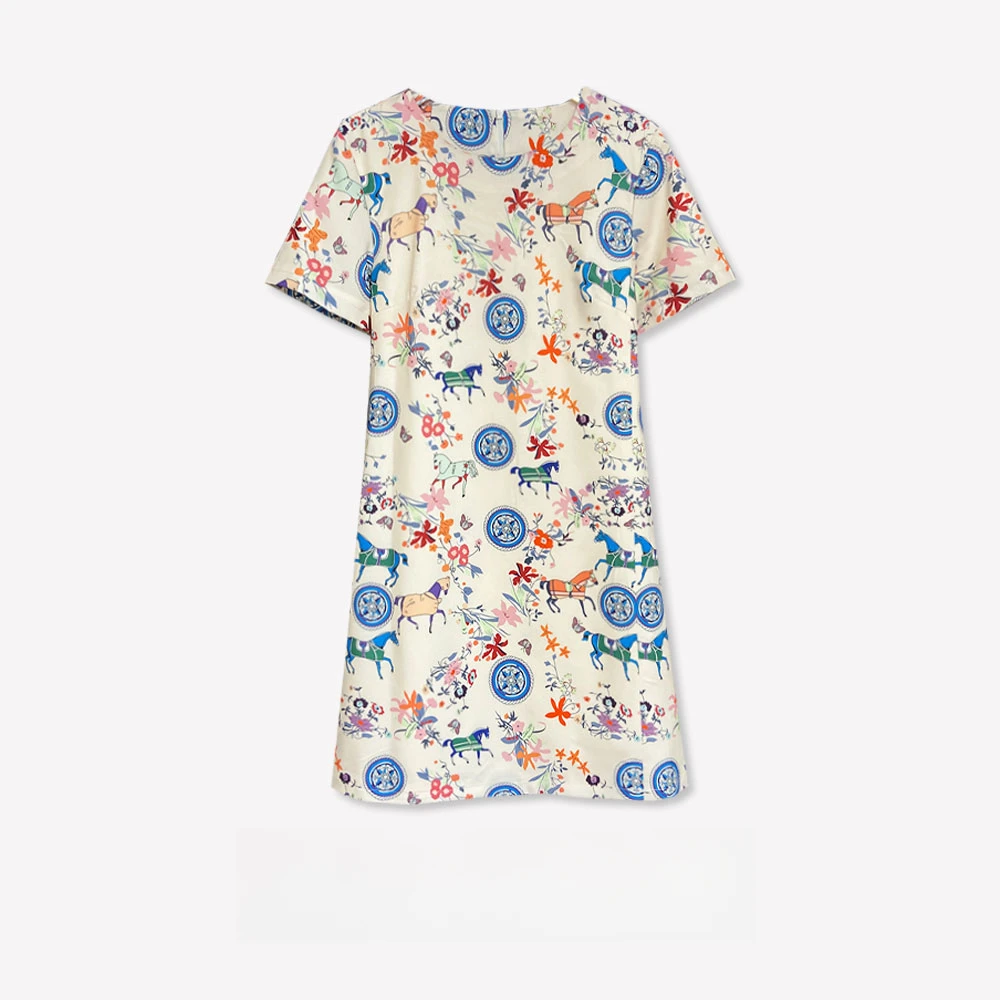 新款宽松连衣裙气质设计师连衣裙女款圆领时尚休闲女士（010）