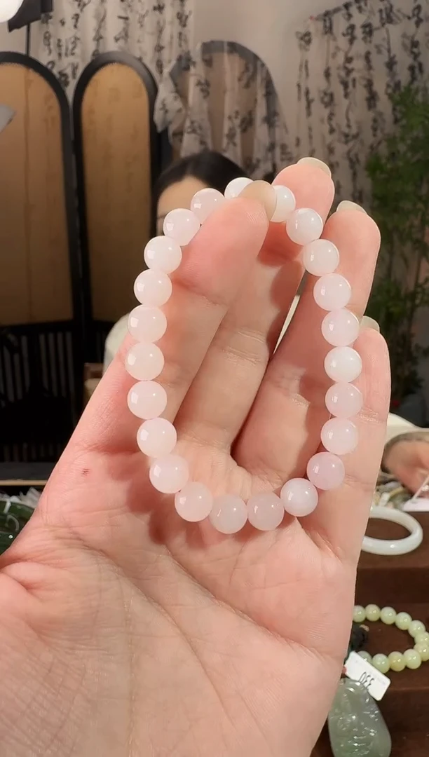 未镶嵌手串和田玉藕粉手串8mm