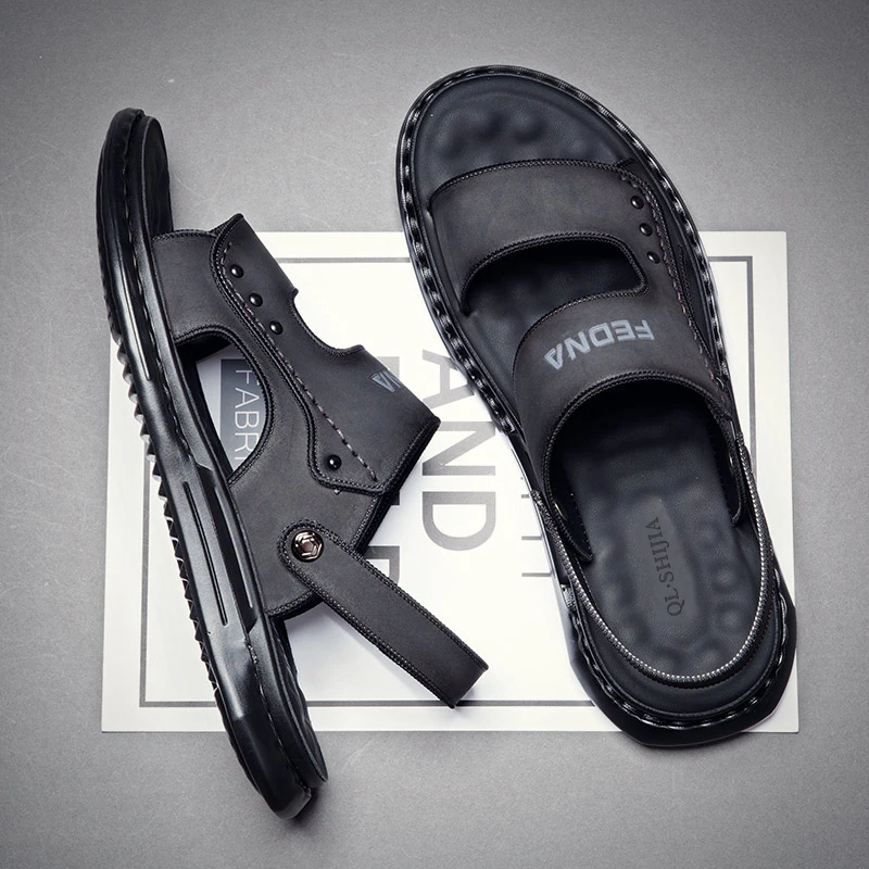 群狼·世家夏季新款男士凉鞋休闲耐磨厚底时尚潮流两穿沙滩凉拖鞋