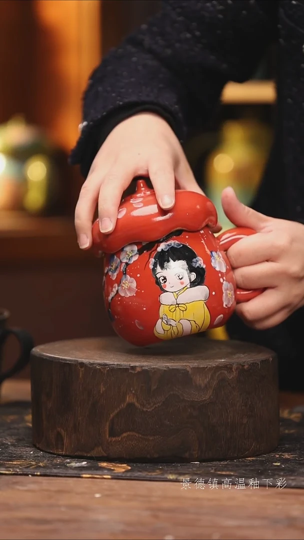 陶瓷景德镇高温釉下手绘陶瓷@L772@