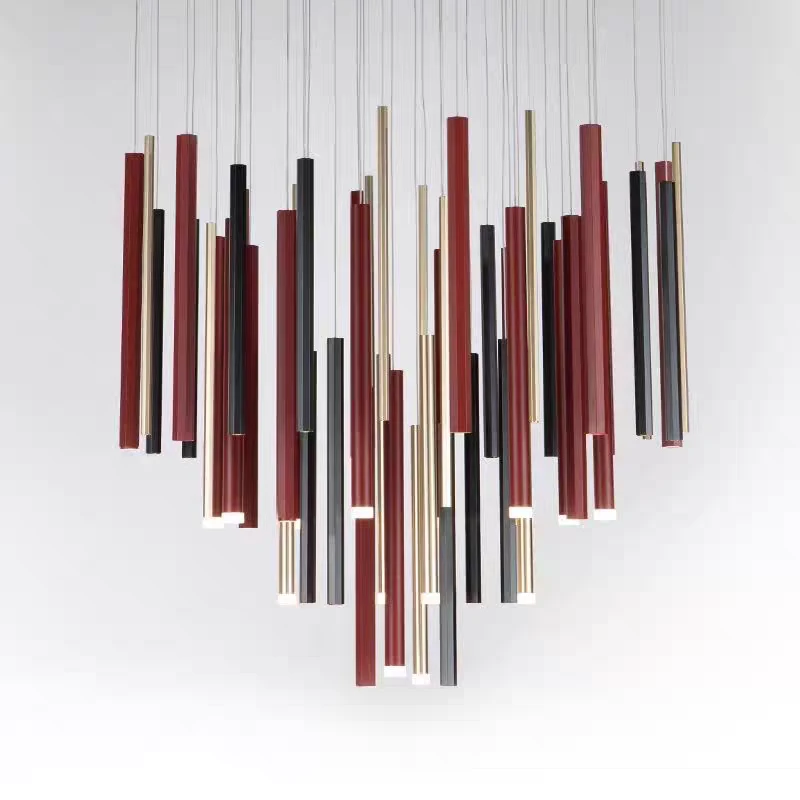 2025年新款网红楼梯间长吊灯别墅复式楼loft客厅中空旋转创意灯具