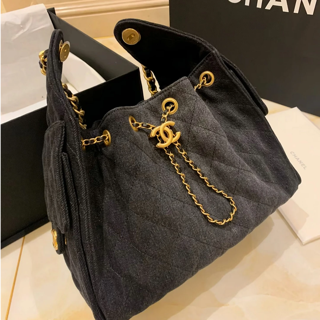 未使用 Chanel/香奈儿 小花6欢 25BAG 小号 深牛仔色 芯片开包