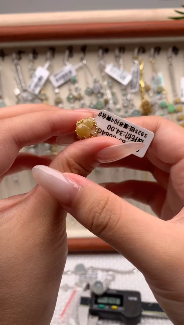 银S925镶嵌戒指翡翠吊坠6