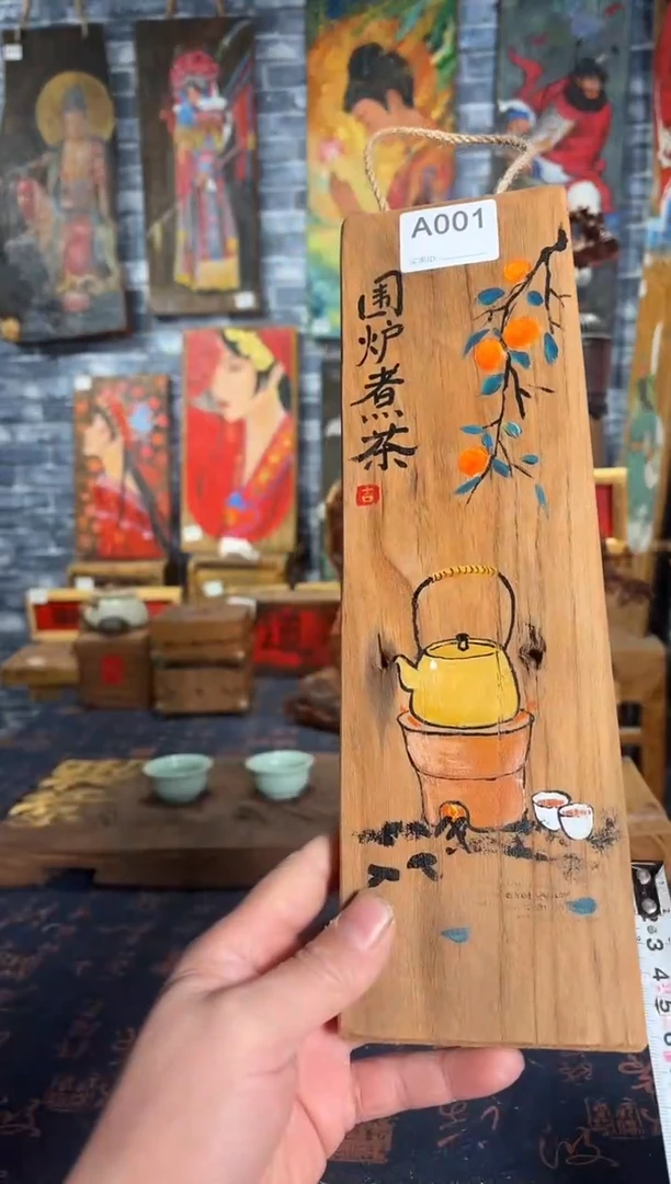 风化老门板丙烯画
