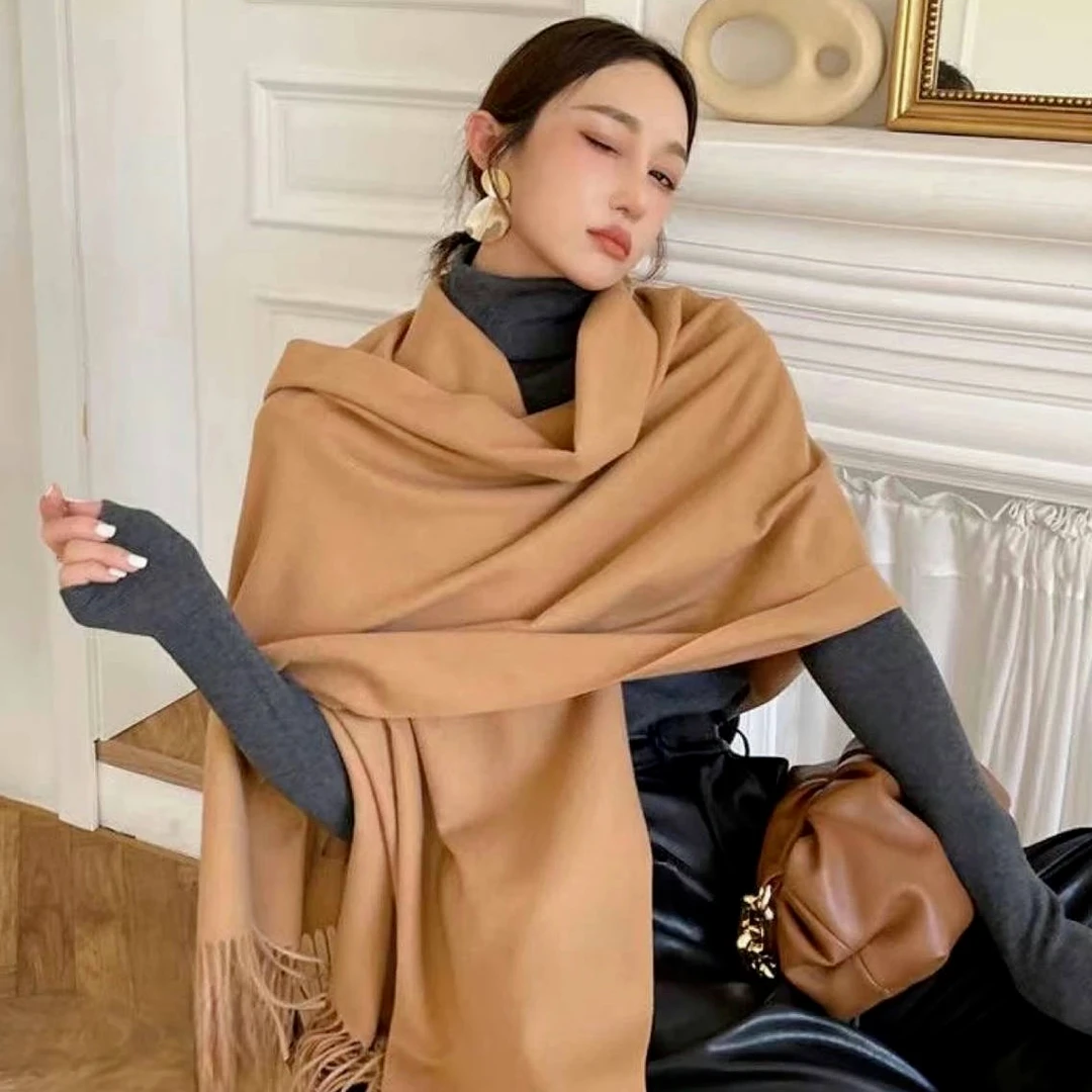 2025高端时尚双面羊绒围巾