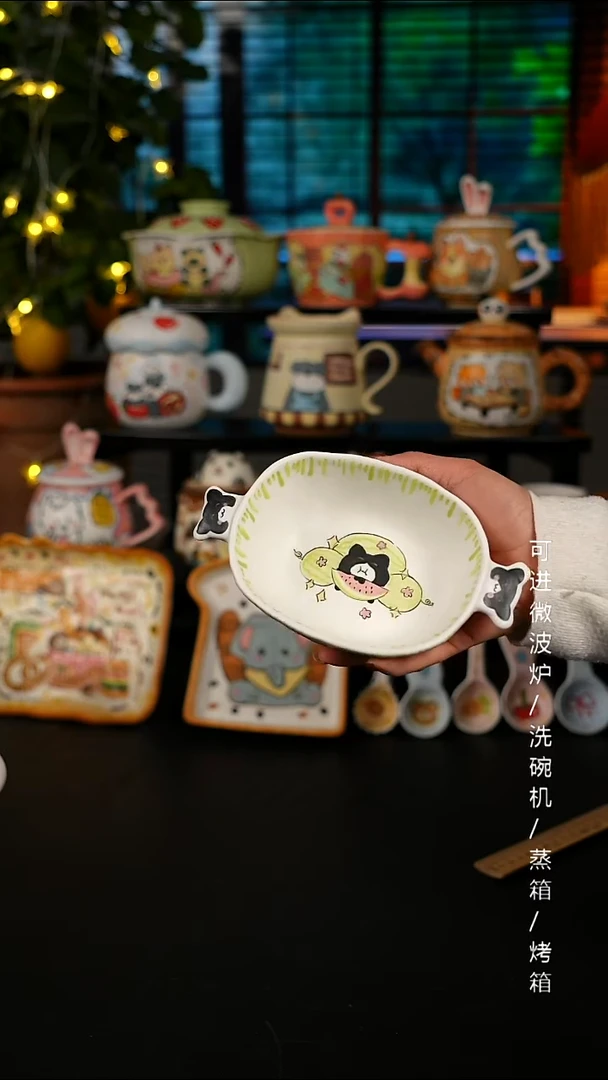 陶瓷无盖款景德镇高温釉下彩纯手绘创意瓷