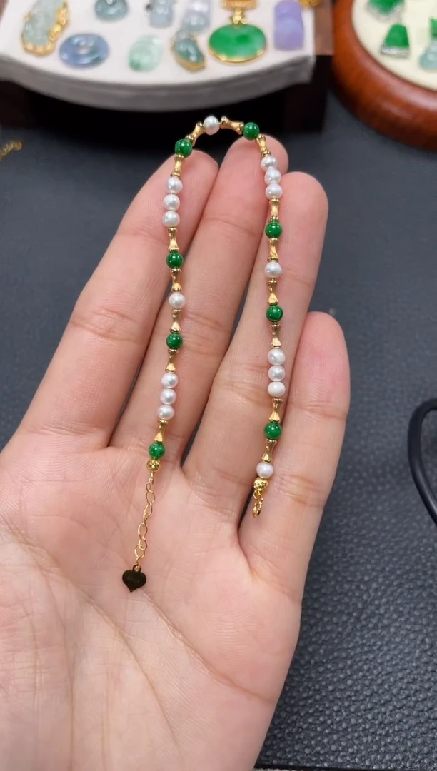 【闪购商品】翡翠套链18K金镶嵌多样性发货一个  JK637