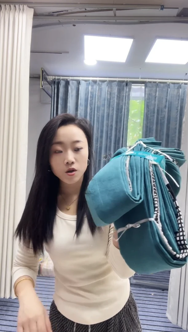 混纺棉麻拼色绿 6米挂钩