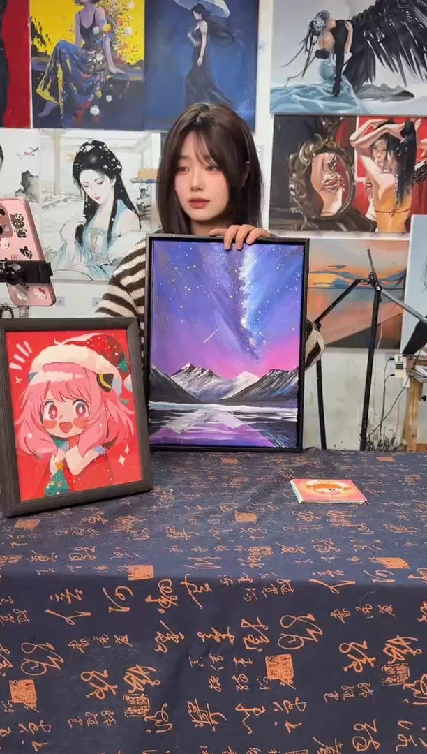 丙烯画N****T极光雪山丙烯画x