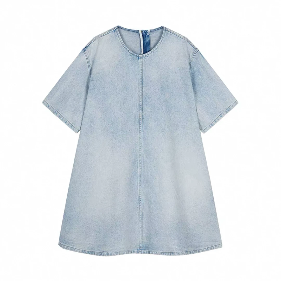 【蓝调时分】棉麻牛仔连衣裙宽松 Q8123