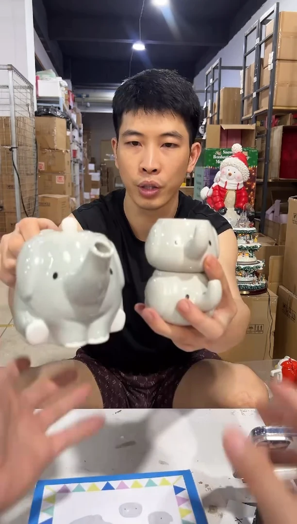 瓷片原盒大象茶壶套组