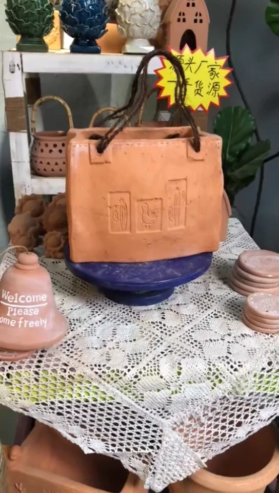 【新品】红陶花盆 1个装 红陶色 3999-5 配棕绳