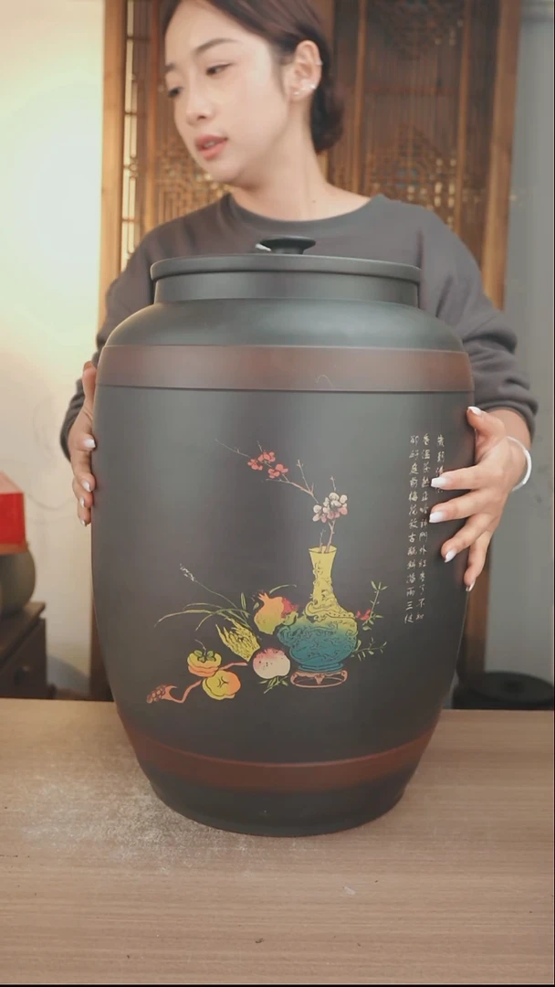 贺程窑云南建水紫陶茶缸