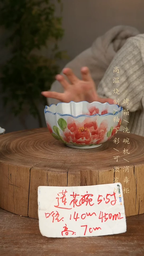 碗瓷景德镇手工手绘高温瓷釉下彩