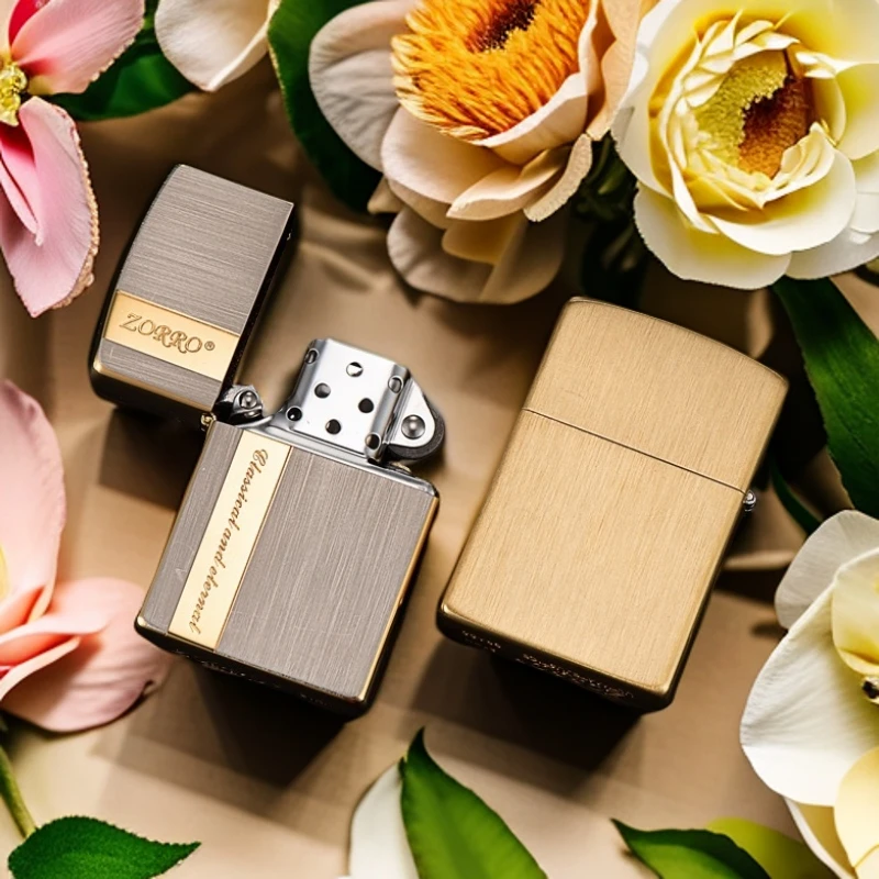ZORRO【Z92062朴实竖纹标】佐罗电镀拉丝纯铜壳煤油打火机