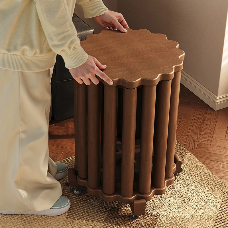 实木叠叠凳可叠放家用新中式饼干凳子结实耐用圆凳旋转中古风高凳