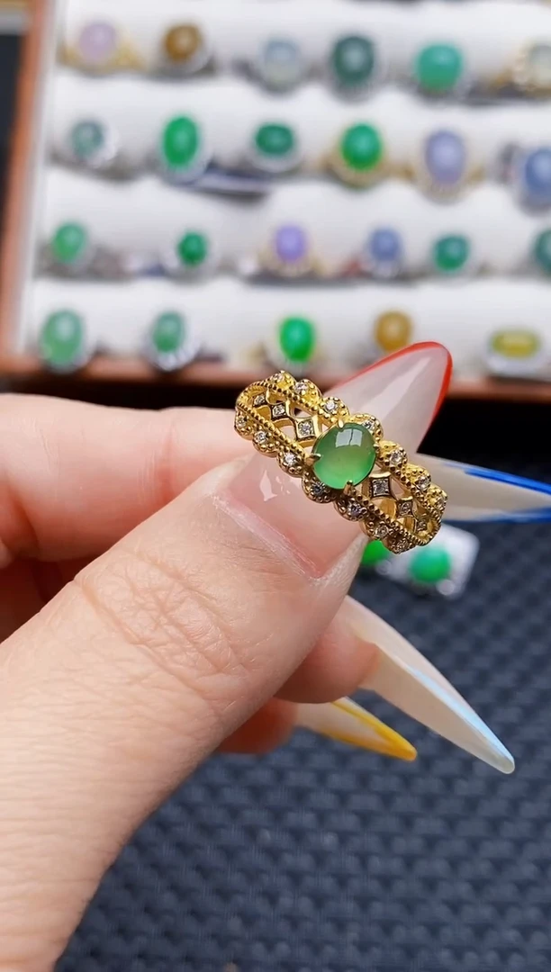 银S925镶嵌戒指翡翠6805