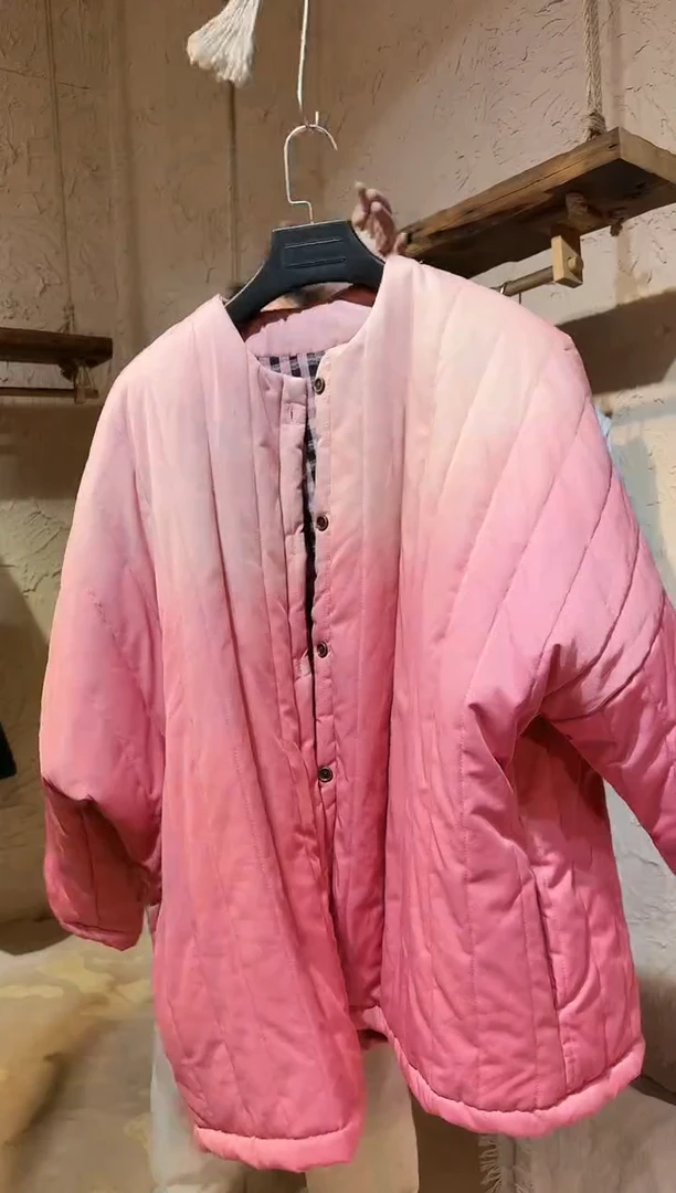 苏木植物染竖条纹棉服