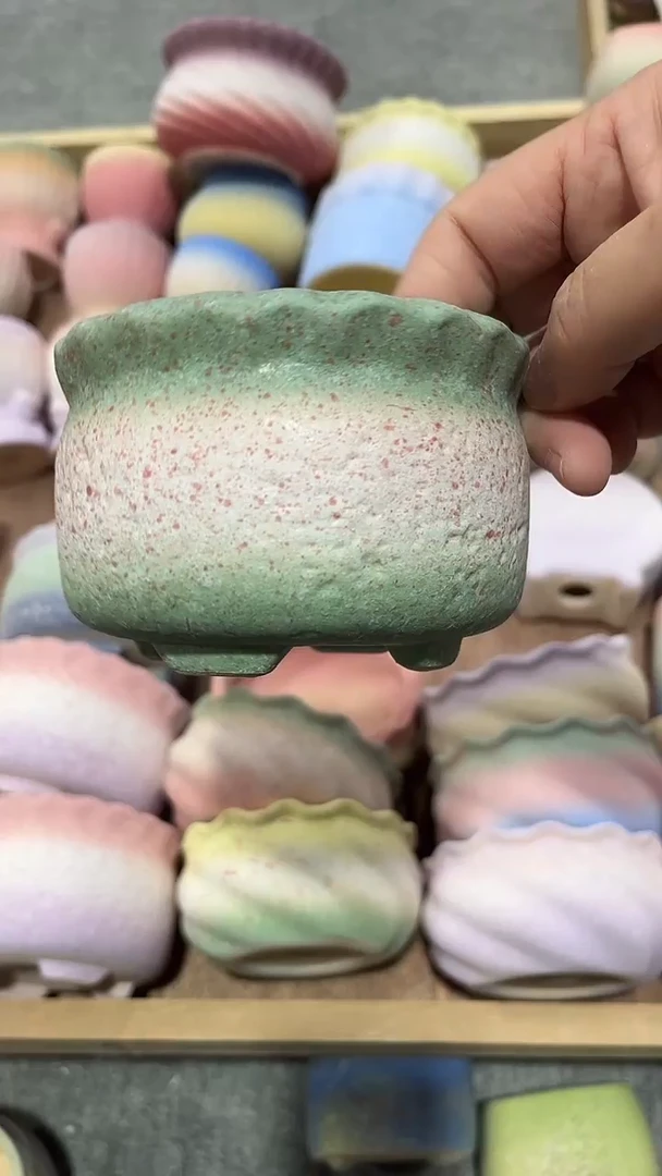 麦饭石粗陶多肉花盆9*6