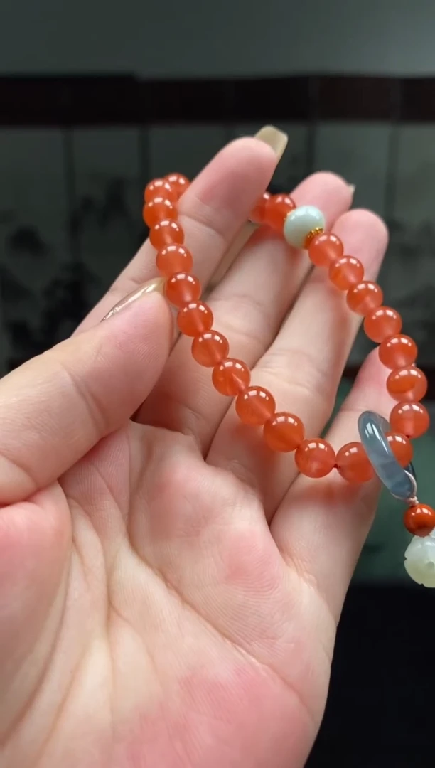 玛瑙/玉髓手链银S925镶嵌手链