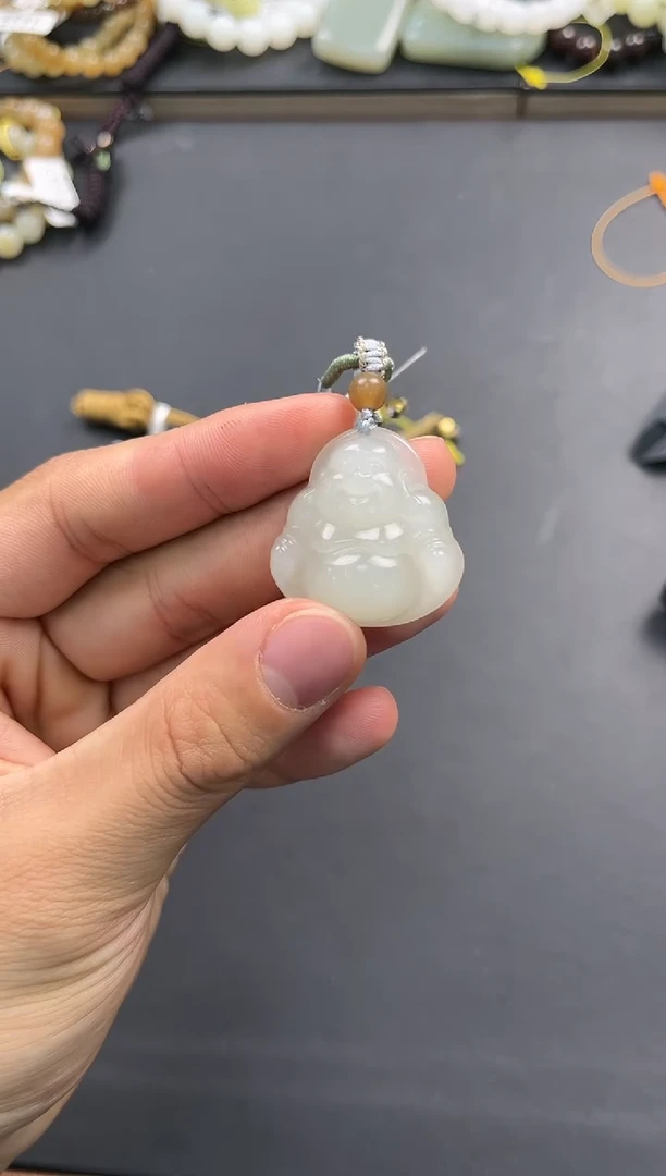 未镶嵌手串和田玉且末天泰白玉佛公微色差