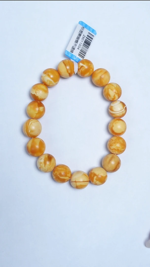 手链蜜蜡未镶嵌特级石膏花蜡圆珠手串11mm