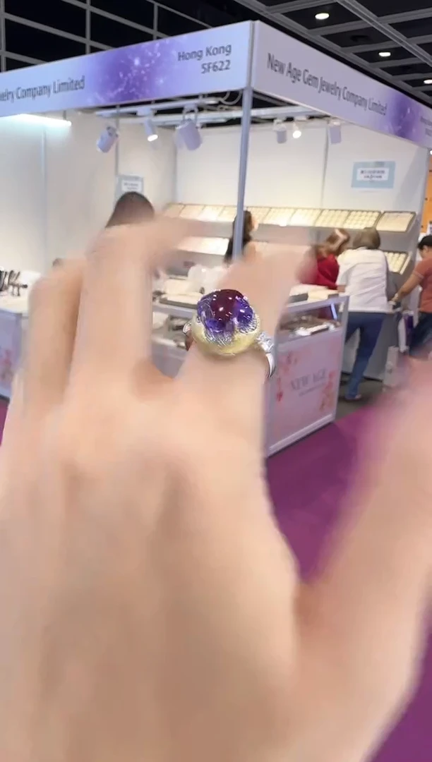 银S925镶嵌戒指紫晶光面高级款