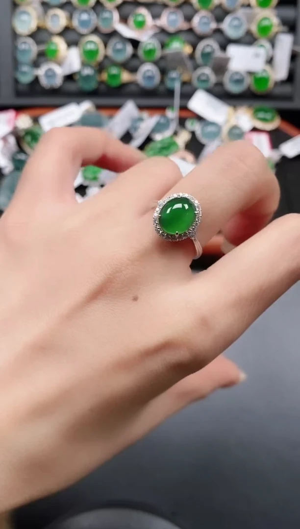 银S925镶嵌戒指翡翠111