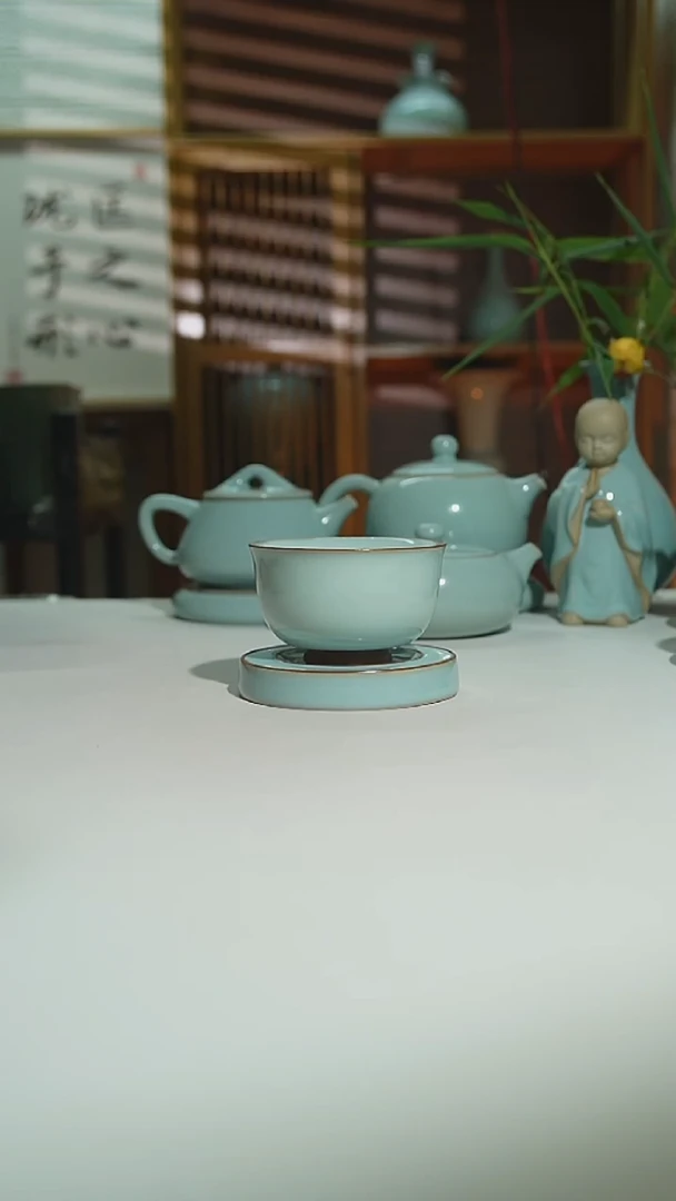 珑匠天青云亭杯加天青双线杯垫一级