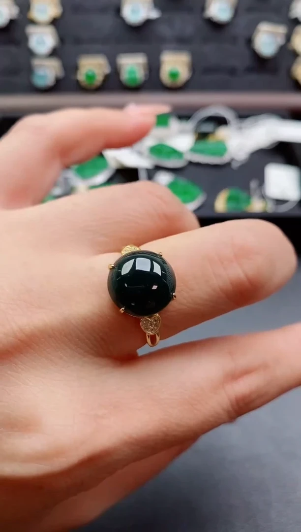 银S925镶嵌戒指翡翠1