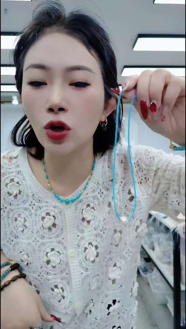 【闪购商品】淡水珍珠颈饰合金0103白单珠蓝项链