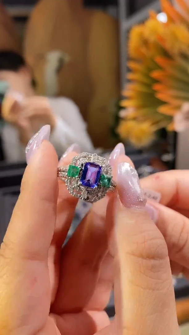 未镶嵌戒指坦桑石天然坦桑石戒指