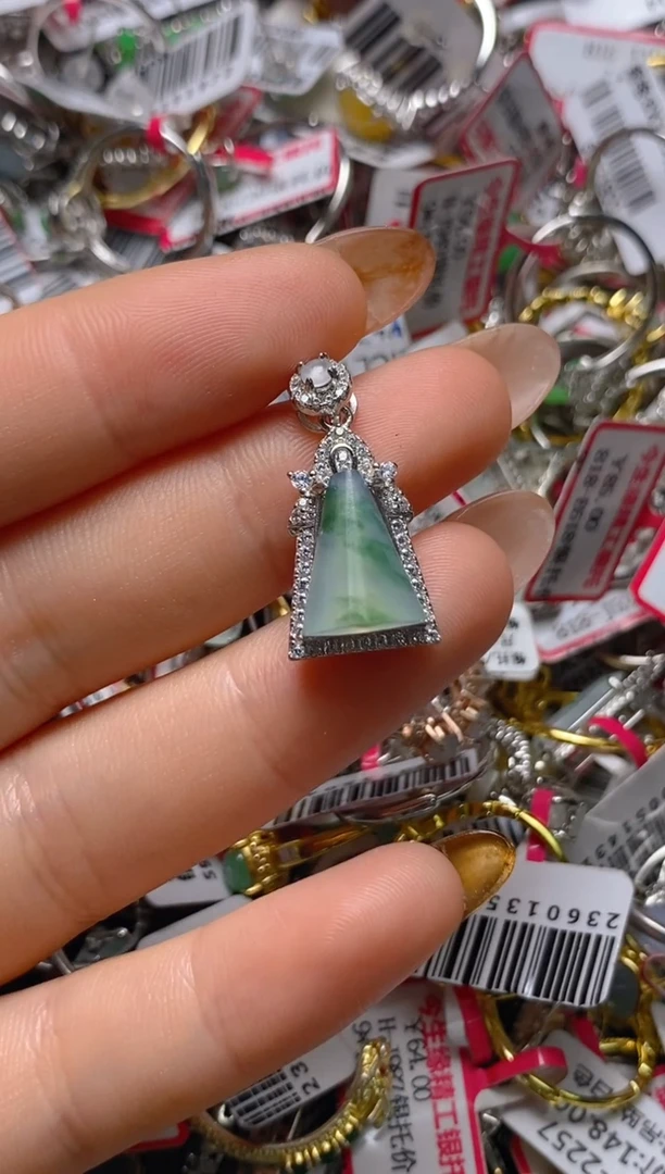 银S925镶嵌戒指翡翠L*百内无证书买断