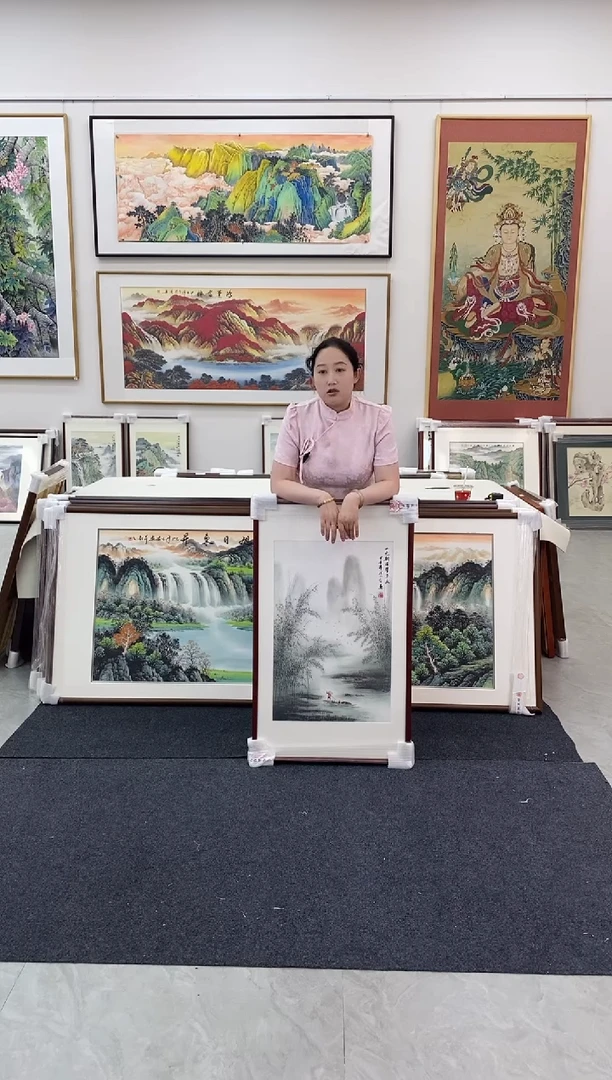 国画明式框100*60手绘