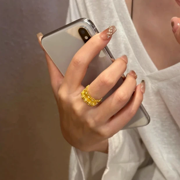 铜合金锆石戒指 蕾丝花边戒指时尚轻奢超闪镶钻拉丝女戒指环小众