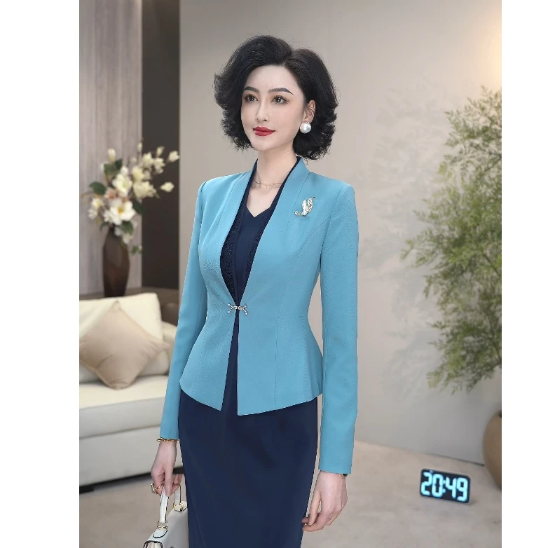 2025春新款进口精仿斜纹TR高贵优雅高时尚西装外套短款上衣WF2115