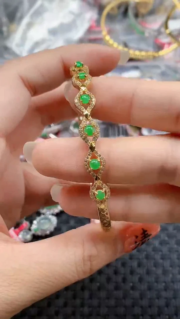 银S925镶嵌戒指翡翠天然A货缅甸翡翠