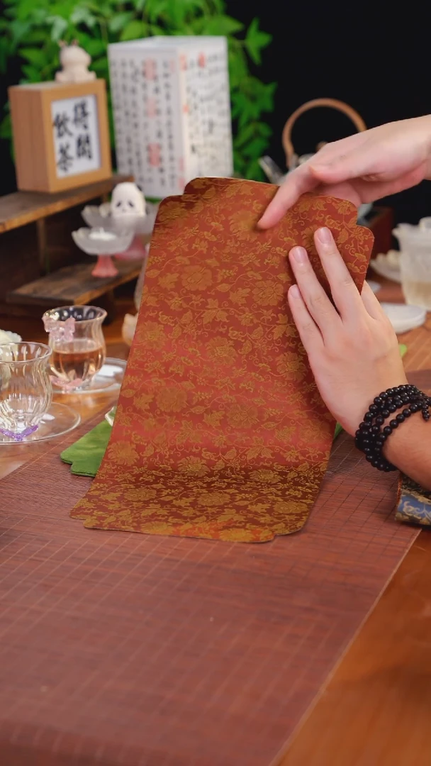 新款缠枝莲蓝色茶席41.8*20.8