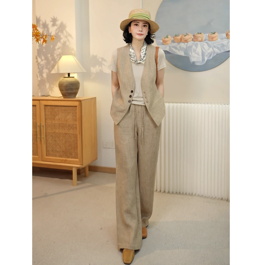 【金丝亚麻长裤】夏季高品质亚麻长裤25096