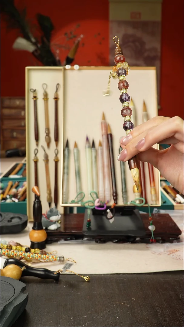 15号孤品高货毛笔链接 清水试笔 蘸墨不退